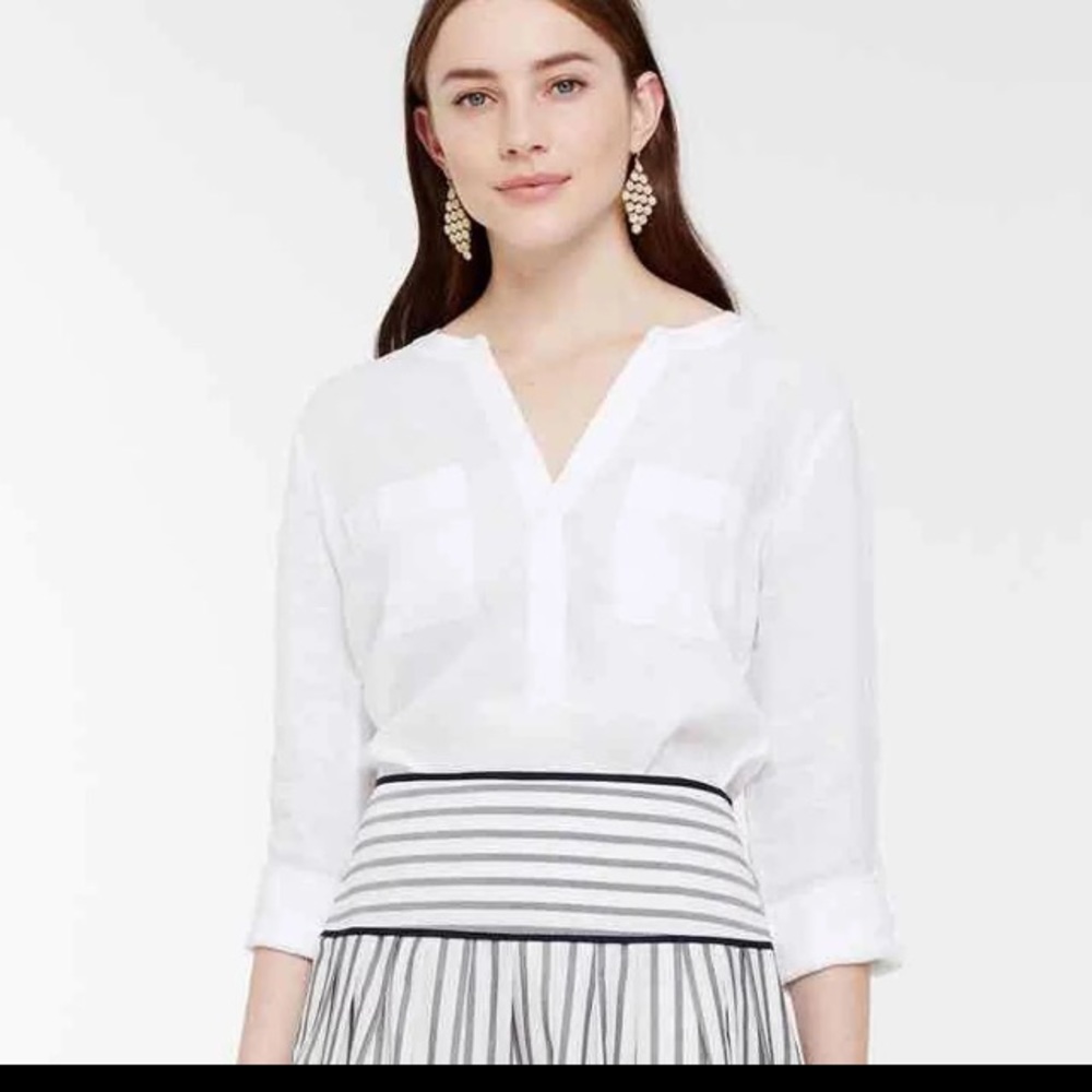 NWT Ann Taylor Linen Split Neck blouse